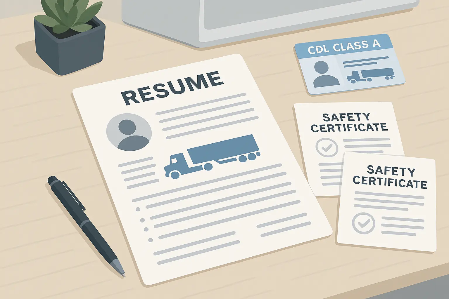 Truck driver reviewing resume examples