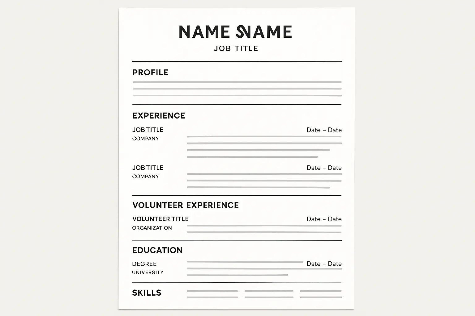 Strategic placement of volunteer work on resume