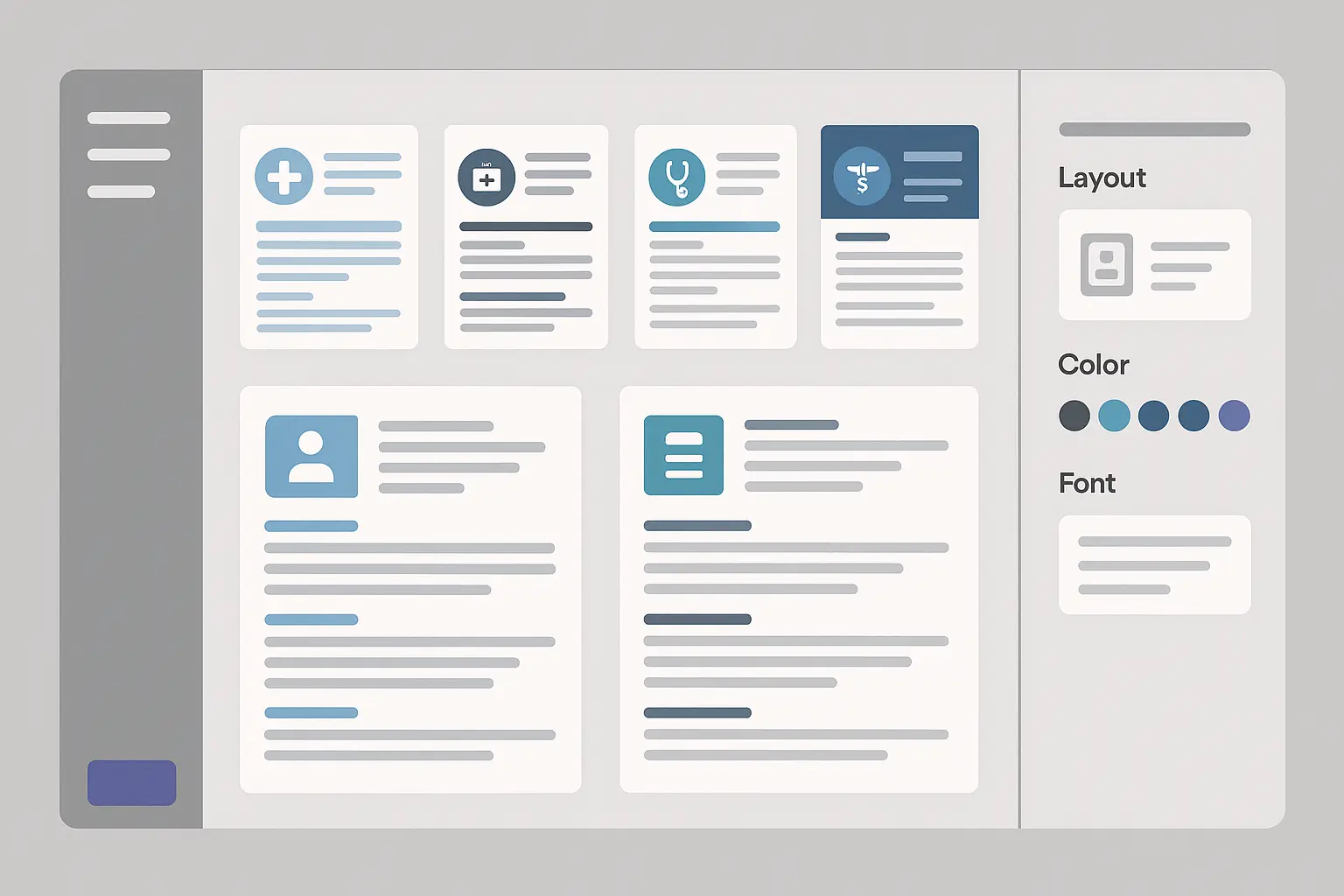 AI-powered resume builder interface for nurse practitioners