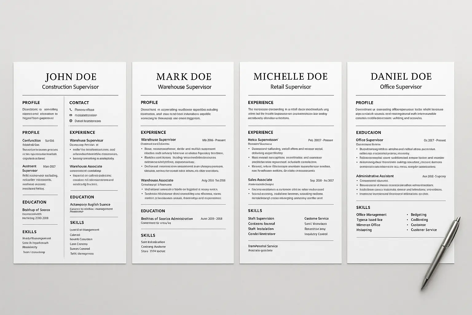 Collection of top-performing supervisor resume examples by industry