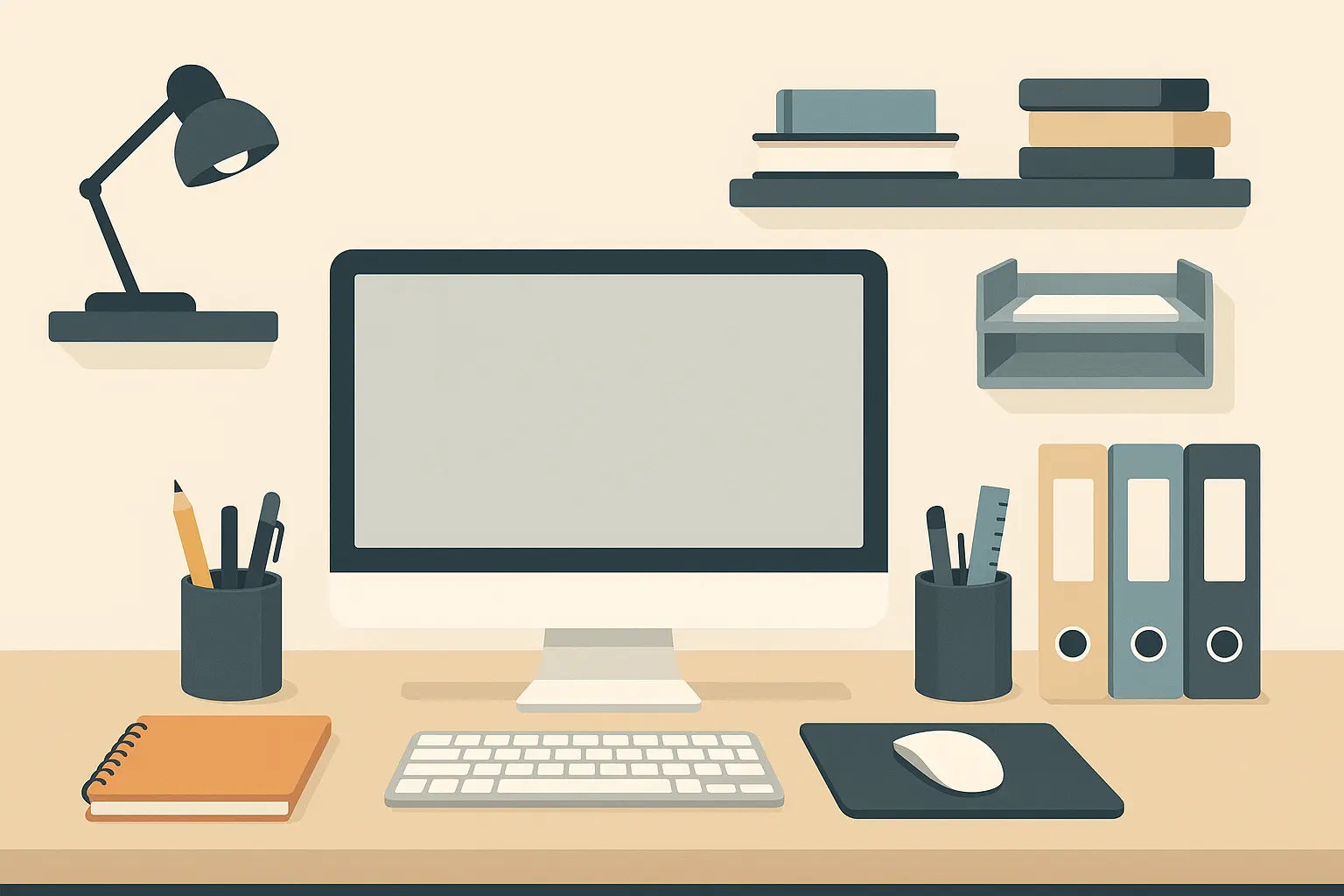 Office assistant working at desk with computer